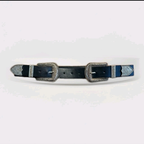 unbranded Accessories - Vintage Western Style Double Buckle Faux Leather Belt Med To XL